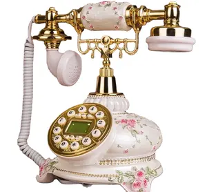 Old Style Antique Look Decorative Telephone With Flower Pattern