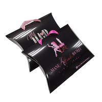 Boîte à oreiller en papier personnalisée pour les extensions et les mèches de perruques, sacs d'emballage pour perruques, boîte en papier en forme d'oreiller