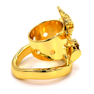 2021 Golden Cow รุ่นของเ<span class=keywords><strong>ล</strong></span>่น Dildo สแตนเลสสตี<span class=keywords><strong>ล</strong></span>ชายอุปกรณ์ Chastity Cock Cage Bondage Lock อวัยวะเพศชาย Sm Dildo สำหรับ Man - Product Image 6