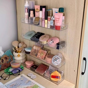 Acrylic <b>Wall</b> Shelf 6 Tier Rectangle <b>Hanging</b> <b>Storage</b> Make Up Desk Organizer Multi Purpose No Drill Installation - Product Image 1