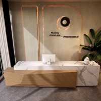 Comptoir de réception moderne et minimaliste en bois, carré, réglable, pour salon, usage commercial, multifonctionnel, peint