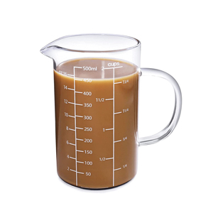 <span class=keywords><strong>Bicchiere</strong></span> da cucina <span class=keywords><strong>bicchiere</strong></span> da 500ML resistente al calore rotondo in vetro borosilicato trasparente misurino tazza da caffè con manico in vetro - Product Image 1