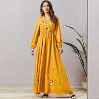 Moslim Jurk Dubai Kaftan Vrouwen Lange Mouwen Arabisch Lange Jurk Abaya Islamitische Kleding Meisjes Jalabiya Caftan
