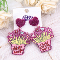 Ers840er1816 1 Paar Top Mode Cn Drop Frietjes Voor Jongens Schattige Valentijn Cadeau Acryl Glitter Oorbellen Sieraden Voor Vrouwen