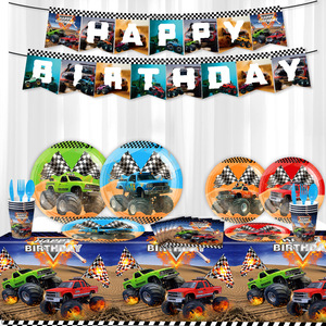 Artículos para Fiestas de Monster Truck Todoterreno, Vajilla, Mantel, Decoraciones, Set de Cumpleaños - Product Image 2