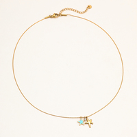 Vente en gros collier de bijoux tendance collier en acier inoxydable avec pendentif étoile de mer design simple océan pour filles