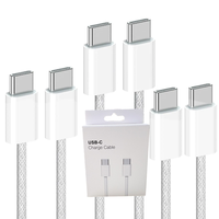 Câble de charge rapide USB-C 60W PD en nylon tressé 5A, cordon de chargeur Type-C vers Type-C pour iPhone 18 17 16 15