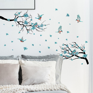 Adesivi da <span class=keywords><strong>parete</strong></span> in PVC rimovibili impermeabili per <span class=keywords><strong>albero</strong></span> rami fiori uccelli TV sfondo per camera da letto - Product Image 3