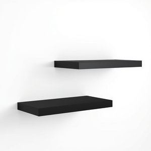 Étagères murales flottantes en MDF noir 19,7x9,1x1,5 pouces, étagère de présentation à double niveau pour salon, design minimaliste - Product Image 1