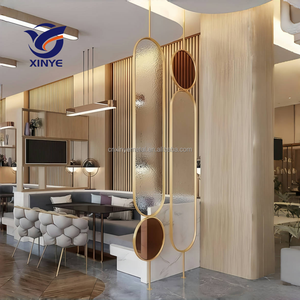 Marco Curvo Art Deco de Acero Inoxidable, Partición de Pared de Vidrio, Paravent de Metal, Divisor de Espacio para Sala de Estar, Pantallas de Techo PARA EL Hogar - Product Image 4