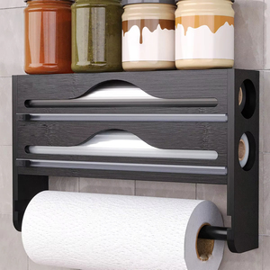 Boîte de découpe de film alimentaire et de papier d'aluminium en gros avec serviette murale en papier intégrée et kit de grattoir multi-couches dissimulé pour cuisine - Product Image 4