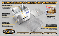 Limpiador Ultrasónico Industrial de 15L, Acero Inoxidable 304, 40kHz, Doble Voltaje, Perilla Digital, 80°C, 99 Minutos, 3 Ajustes Preestablecidos, para Piezas de Motor y Taller