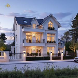 Villa de luxe moderne de style europé<span class=keywords><strong>en</strong></span> à trois étages avec balcons et éclairage extérieur d'ambiance, service de rénovation et de conception - Product Image 1