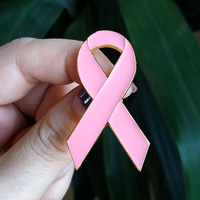 Épingles à revers personnalisées en gros, motif ruban rose et or jaune, pour la sensibilisation au cancer du sein, avec inscription « Girl Power »