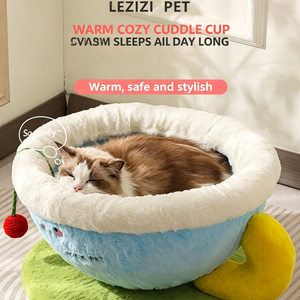 Upgraded striped corrugated dot sleeping bag nest double-sided imitation rabbit <b>plush</b> autumn and winter warm <b>cat</b> nest sleeping p - Product Image 6