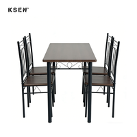 Ensemble de table à manger en promotion avec 4 chaises, cadres métalliques et planches MDF+PVC pour cuisine et salon TC0248A