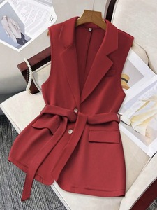 Veste sans manches à col tailleur, style britannique, ample et décontractée, pour femmes européennes et américaines - Product Image 2