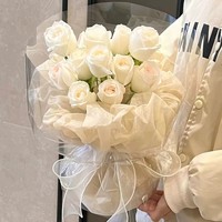 Buket bunga mawar harum diawetkan, buket bunga simulasi buket Hari Valentine Tiongkok hadiah Hari Guru ibu