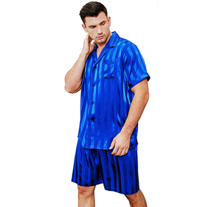 Hot Pyjama 2021 Thiết Kế Mới Satin Lụa Thoáng Khí Ngắn Tay Áo Hàng Đầu Và Quần 2Pcs Set Ngủ Cho Nam Giới - Product Image 6