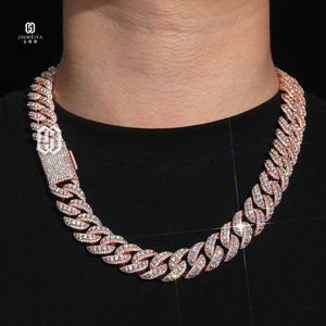 Catena Cuban Link Rialzata VVS Moissanite 16MM Placcata Oro Rosa in Ottone Iced Out, Supera il Test del Diamante, Gioielli Hip Hop - Product Image 2