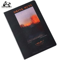 Couverture de menu de restaurant imperméable pour aliments, vin et cocktails, impression personnalisée, logo coloré, sac en carton et cuir, embossé, tailles personnalisées