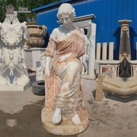 Sculpture de femme en marbre de jardin d'extérieur, statue de fille assise sexy d'anime