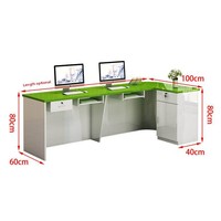 QT-231X Comptoir d'angle commercial en cuir en forme de L simple avec rangement pour magasins de vêtements, design minimaliste moderne