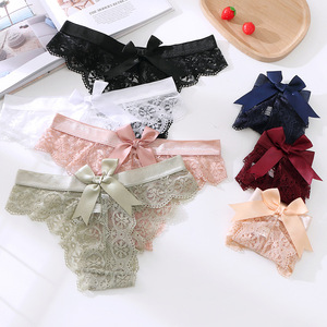 Braguitas de Encaje sin Costuras Transpirables para Mujer, con Lazo, Diseño Hueco, Estilo Casual, Tela Bordada, Lavada, Ropa Interior Sexy - Product Image 4