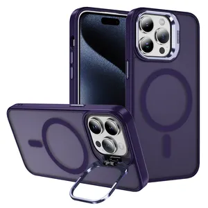 Multi-functional Magnetic Shockproof Invisible Camera Lens Holder Stander Protective cover Phone Cases for iPhone 15 Pro Max