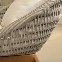 Fauteuil d'extérieur moderne avec dossier en corde et coussins, fauteuil de jardin pour terrasse et hôtel