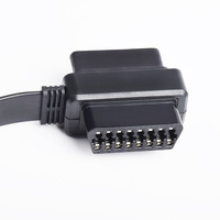 0,3 m coche OBD OBD2 OBDii 16 pines macho/hembra paso a ángulo recto OBD 16 pines macho Cable de Extensión completamente cargado