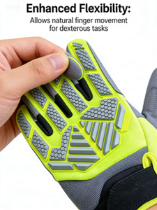 قفازات ميكانيكية متينة من WESKOS مع واقيات مفاصل TPR، عاكسة للضوء، مقاومة للماء، مانعة للانزلاق، متوافقة مع شاشات اللمس، للاستخدام الخارجي - Product Image 4