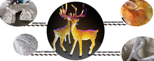 Prima Fabbrica Scultura di Cervo in Resina Impermeabile IP65 con Luce LED Decorazione Paesaggistica per Esterni Statua Animale Minimalista per Patio e <span class=keywords><strong>Giardino</strong></span> - Product Image 4