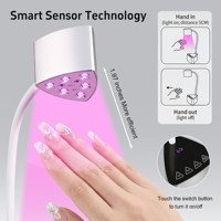 Lampe à ongles portable rechargeable à séchage rapide 18W, mini lampe de bureau sans fil à LED avec capteur automatique pour salon et usage domestique