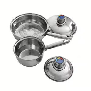 Ensemble de woks en acier inoxydable de haute qualité, vente en gros d'usine, avec couvercle en verre, capacité 20L, compatible gaz et induction, ustensiles de cuisine - Product Image 3