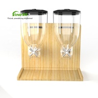 Distributeur de nourriture sèche en gros et OEM avec base en bois, présentoir de comptoir pour bonbons, grains de café, noix et snacks
