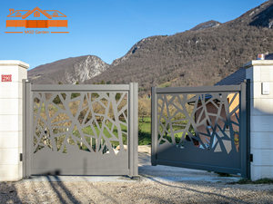 Nhà máy mạnh mẽ điện nhôm Swing Cổng đôi Swing đường lái xe cửa hàn nhôm thiết kế cổng - Product Image 3