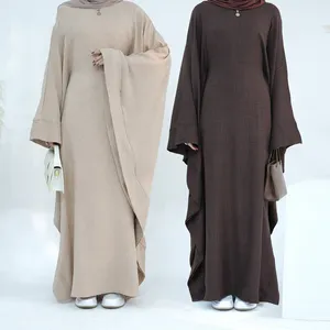 2024 नई आगमन दुबई अबाया महिला मुस्लिम कफ्तान वसंत और ग्रीष्मकालीन पार्टी कमर से बंधी बैट आस्तीन पोशाक