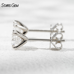 Pendientes de Diamantes de Laboratorio al por Mayor Starsgem, Oro de 18K, 1ct 2ct por Par, Rellenos, Brillantes, DEF VS, Estilo Solitario, Certificados por IGI, para Mujer - Product Image 2
