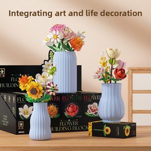 Compatible avec les blocs de construction de simulation, en matériau ABS, pour l'assemblage de fleurs éternelles à branche unique, jouets en briques faites à la main - Product Image 3