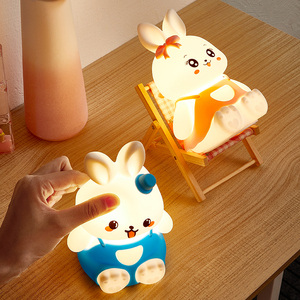 Cartoon Rabbit Silicone LED Night <strong>Light</strong> USB Rechargeable <strong>Light</strong> Bedroom Decoration <strong>Light</strong> Children's Sleep Training Night Lamp - Product Image 2
