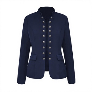 Blazer ouvert sur le devant pour femme, veste hussarde à manches longues boutonnée, col Peter Pan, vêtement de travail, vêtement d'extérieur - Product Image 3