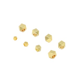 ลูกปัดทรงเพชรเคลือบทอง 14K ทำจากทองแดงเหลี่ยมเพชรพลอย สำหรับทำเครื่องประดับ DIY ขนาดกลาง D15 - Product Image 5