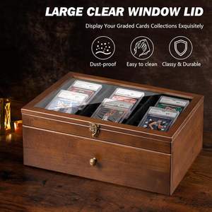 Boîte de rangement et <span class=keywords><strong>vitrine</strong></span> en bois pour cartes gradées avec tiroir, boîte de rangement pour cartes à collectionner pour PSA BGS Slabs, cartes TCG et cartes sportives - Product Image 2