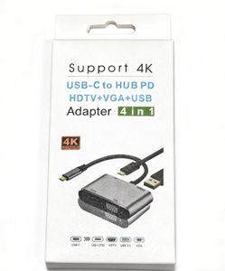 Docking Station Laptop Monitor 4K High-Definition <strong>Adapter</strong> Gold Plated Type-C Hub PD/<strong>USB</strong>/HD/<strong>VGA</strong> Four-in-One PVC OEM Manufacture - Product Image 6