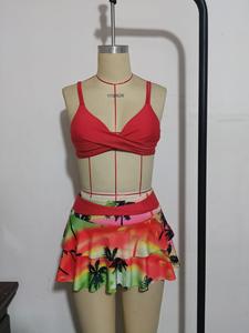 女叶印花两件套Tankinis比基尼套装泳装性感胖女人泳装女士比基尼套装夏季泳衣 - Product Image 5
