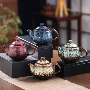 Théière en céramique de style Japandi traditionnel, théière en porcelaine émaillée Tianmu, petite théière pour la maison - Product Image 1