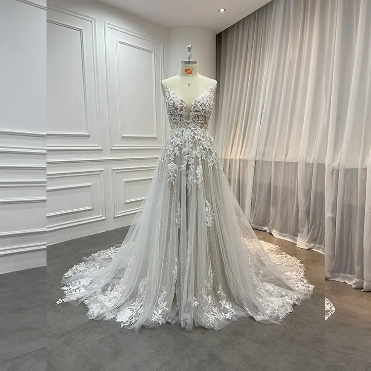 Wholesale Plus Size Wedding Dresses Luxury Heavy Beaded Bridal Gown Lace Vestido De Novia Modest Wedding Dress for Women 2022