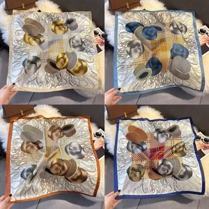 Nouveau Foulard Carré en Polyester de 70 cm, Imprimé Lettres Tridimensionnelles Vintage, pour Tenue Professionnelle - Product Image 6