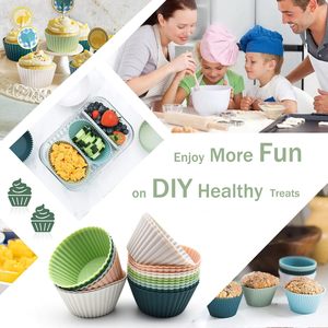 New Reusable <b>Silicone</b> <b>Baking</b> Cups Nonstick Food Grade <b>Silicone</b> Cupcake Liners Heat Resistant Muffins Cup Molds - Product Image 6